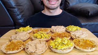 CRUNCHY ENGLISH MUFFIN BREAKFAST WITH EGGS PORK PATE AND CIRTUS JELLLY ASMR EATING SHOW MUKBANG [upl. by Merri610]