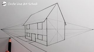 How to Draw a House using Two Point Perspective for Beginners [upl. by Caralie866]