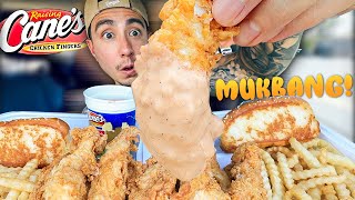 EATING RAISING CANES FRIED CHICKEN TENDER MUKBANG [upl. by Arbe677]