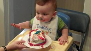 Baby Ben Eating Cake on his 1st Birthday [upl. by Day]