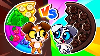 🖤 Black Chocolate Pizza vs Pink Pizza 💖 Kids Challenge 😊 PurrPurr [upl. by Edith862]