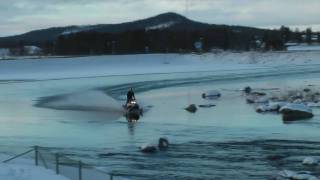 Snowmobile on water  Under 2 bridges [upl. by Yllom]