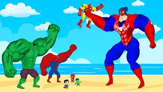 Team Hulk amp IronMan SpiderMan Vs Evolution Of MUSCLE SPIDER GIRL Who Is The King Of Super Heroes [upl. by Aerdna]