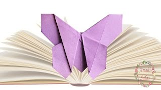 Cómo hacer un separador de libros en forma de mariposa  Origami fácil paso a paso origami libro [upl. by Joletta]