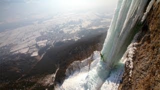 Extreme ice climbing  Cascade de lOule France V 5 [upl. by Akemahs]