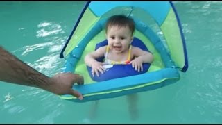 BABYS FIRST TIME IN A POOL 338  ThePlusSideOfThings [upl. by Tristram483]