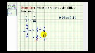 Examples Write a Ratio as a Simplified Fractions Involving Decimals and Fractions [upl. by Enialedam]