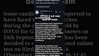 IFFCO graduate apprentice new exam date update for candidates faced error [upl. by Linis541]