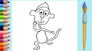 How To Draw A Monkey Very Simple with Pencil  Learn to draw a monkey  step by step toddler [upl. by Euqinaj777]