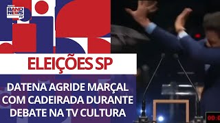 Datena agride Marçal com cadeirada durante debate na TV Cultura [upl. by Ayian]