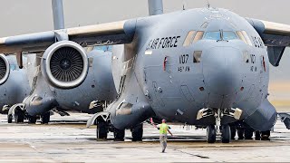 US Massive C17s Taking Off One by One During Giant Elephant Walk [upl. by Serolod]