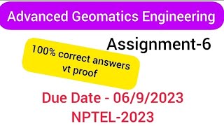 Advanced Geomatics Engineering Assignment6 nptel nptel2023 [upl. by Moth112]