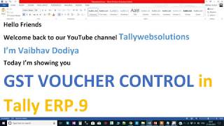 GST Voucher Control in Tally Prime  Tallywebsolutions  Tally Prime Addon [upl. by Naved]