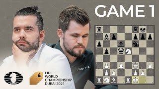 FIDE World Chess Championship Game 1  Carlsen vs Nepo [upl. by Vince]