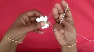 Traditional amp normal method to tie jasmine flower garland for beginnersmaligai poo kattuvadhu epdi [upl. by Sybil]