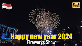 4K 🇸🇬 Happy New Year 2024  Singapore Fireworks Show ShineWalkingTour [upl. by Hogg]