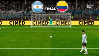 ARGENTINA vs COLOMBIA  Penalty Shootout  Final Copa America 2024  Messi vs James  PES Gameplay [upl. by Ardni]