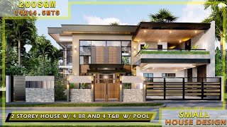 SMALL HOUSE DESIGN  14X145 METERS 2 STOREY HOUSE WITH 4 BEDROOMS AND 4 BATHROOMS [upl. by Enirehtahc]