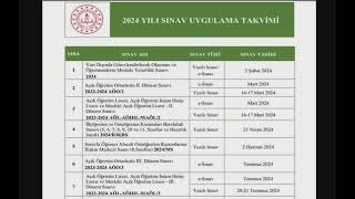 Açık Lise ve Ortaokul 2024 yılı sınav tarihleri takvimi yayınlandı MEB 2024 Sınav Uygulama Takvimi [upl. by Brucie531]