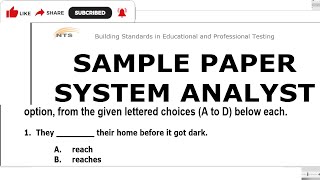 NTS Data Analyst Sample Papers  Past NTS SAMPLE PAPER SYSTEM ANALYST  Jobsitepk [upl. by Erialc444]