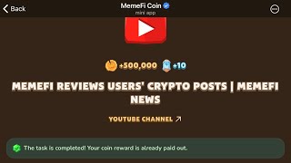 MemeFi Reviews Users Crypto Posts  MemeFi News  MemeFi Video Code Today  28 August [upl. by Sacks]