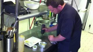 Mark Parris prepares scallops with apple purée in Spain [upl. by Yenitsed]