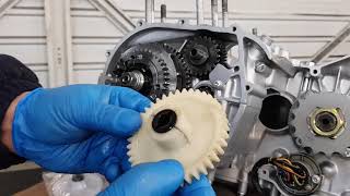 Fitting sprag clutch double idler gear amp waterpump drive gear  Part 8  Rebuilding a Suzuki GT750 [upl. by Annah]