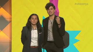 Anthony Padilla and Elle Mills Present First Person to David Dobrik  Streamys 2018 [upl. by Simonsen826]