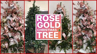 HOW TO USE RIBBON ON A CHRISTMAS TREE 2020  GLAM CHRISTMAS TREE TUTORIAL  Rose Gold [upl. by Rehpotsrihc]