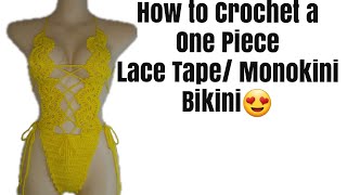 How to Crochet Monokini Onepiece Lace Bikini [upl. by Bartko]