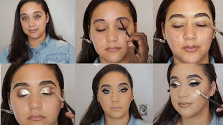 Easy Gold Glitter Cut Crease  Deep Set Eyes  Beginner Friendly [upl. by Dleifyar]