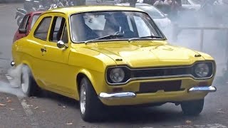 Mk1 Escort Burnout Leaving a Car Meet [upl. by Derayne116]