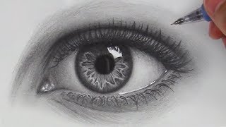 How to Draw Hyper Realistic Eyes  Step by Step [upl. by Wilde542]